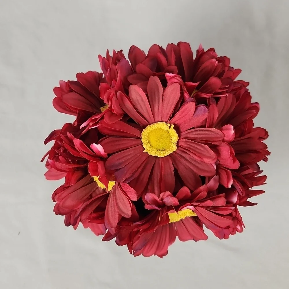 Pink Gerber Daisy Potted Artificial Floral Arrangement 7 inch Cottage Garden